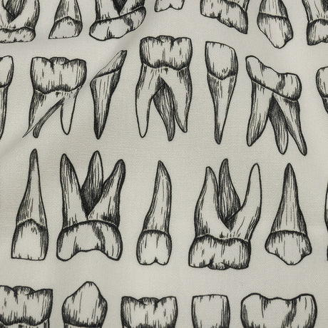 Stretch Cotton Poplin - White and Black Teeth - Berenice Print - Mood Exclusive Nevermore Collection