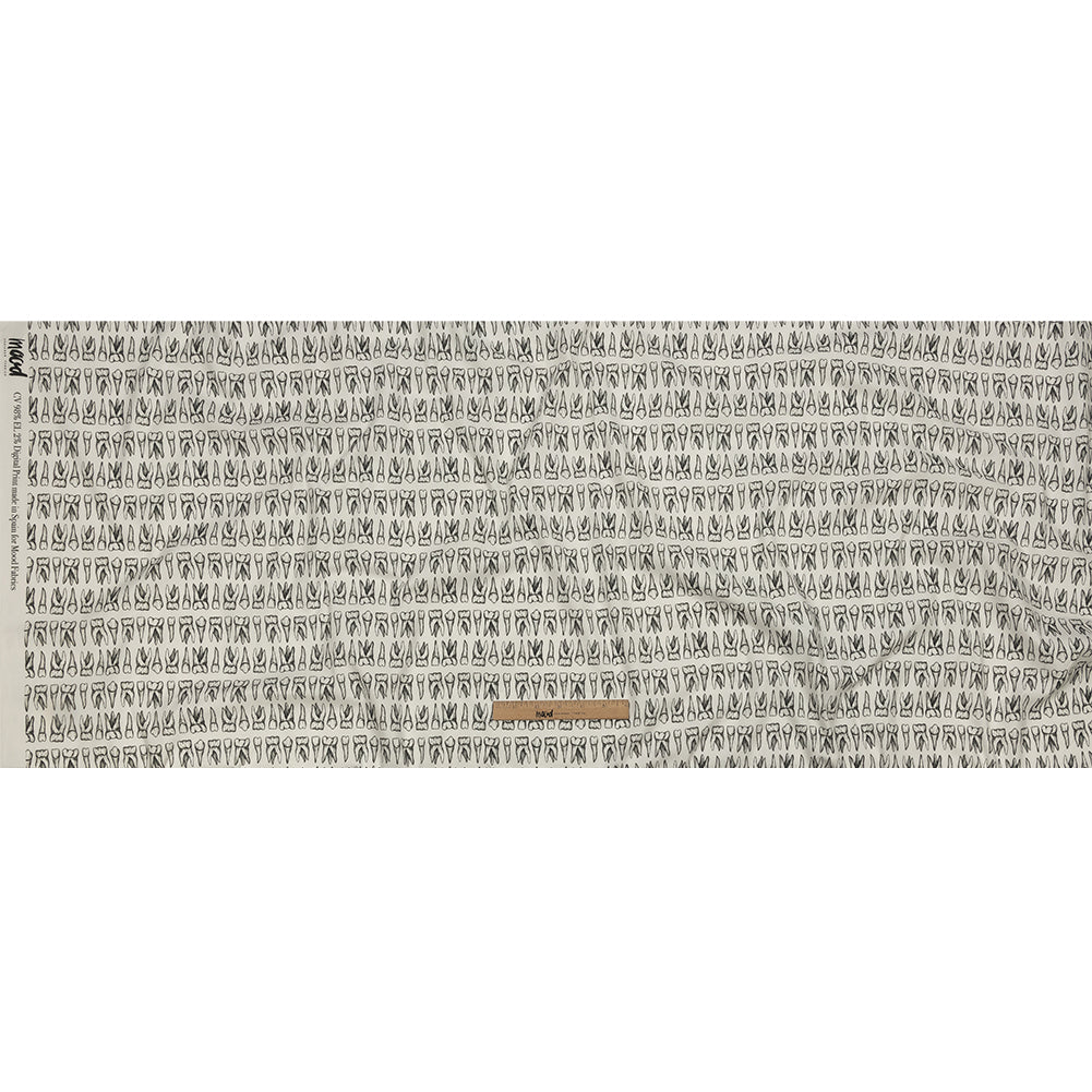 Stretch Cotton Poplin - White and Black Teeth - Berenice Print - Mood Exclusive Nevermore Collection