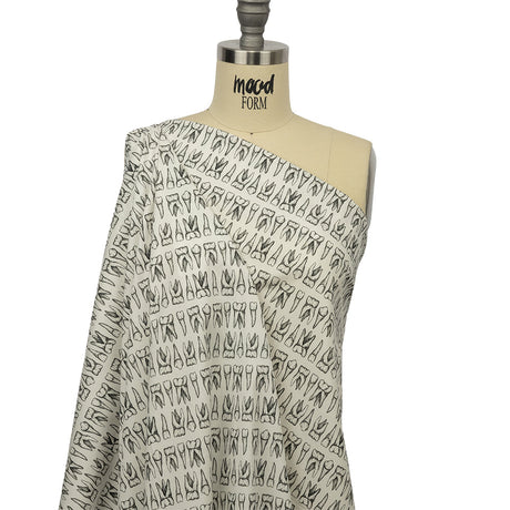Stretch Cotton Poplin - White and Black Teeth - Berenice Print - Mood Exclusive Nevermore Collection