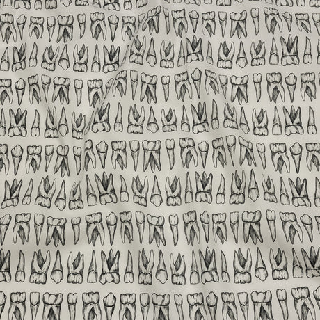 Stretch Cotton Poplin - White and Black Teeth - Berenice Print - Mood Exclusive Nevermore Collection