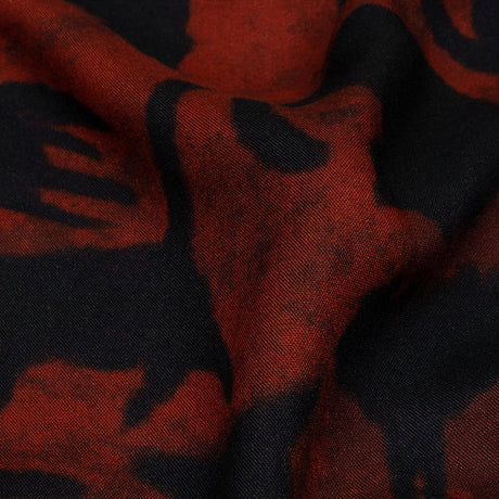 Rayon Batiste - Red and Black Cats - Black Cat Print - Mood Exclusive Nevermore Collection
