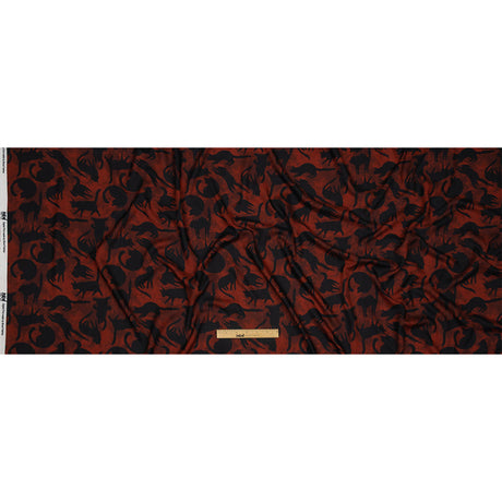 Rayon Batiste - Red and Black Cats - Black Cat Print - Mood Exclusive Nevermore Collection