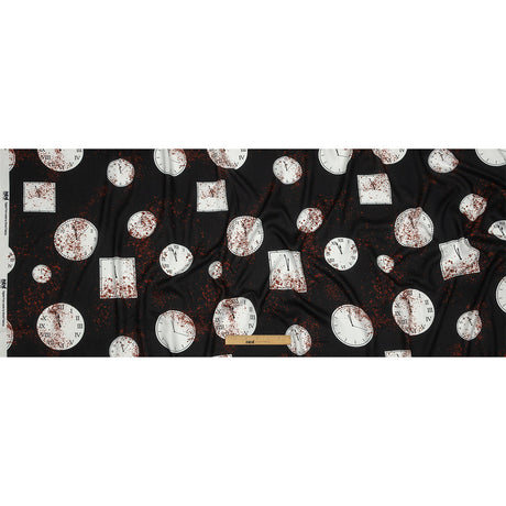 Rayon Batiste - Clocks and Blood Splatter - The Masque Print - Mood Exclusive Nevermore Collection