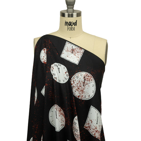 Rayon Batiste - Clocks and Blood Splatter - The Masque Print - Mood Exclusive Nevermore Collection