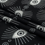 Rayon Batiste - Black and WhiteLines of Eyes - Tell Tale Print - Mood Exclusive Nevermore Collection