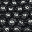 Rayon Batiste - Black and WhiteLines of Eyes - Tell Tale Print - Mood Exclusive Nevermore Collection