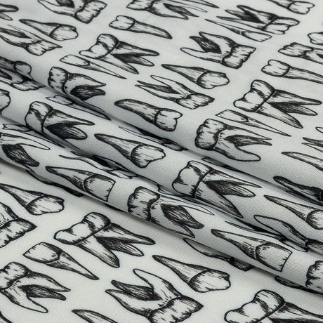 Rayon Batiste - White and Black Teeth - Berenice Print - Mood Exclusive Nevermore Collection