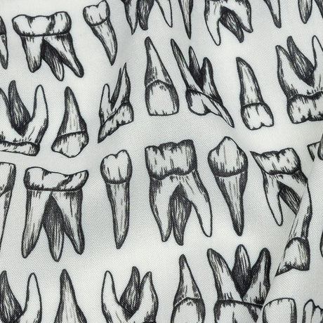 Rayon Batiste - White and Black Teeth - Berenice Print - Mood Exclusive Nevermore Collection