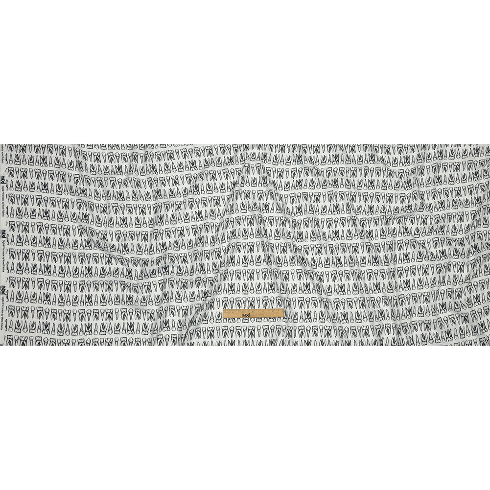 Rayon Batiste - White and Black Teeth - Berenice Print - Mood Exclusive Nevermore Collection