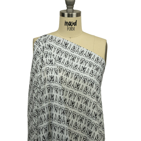 Rayon Batiste - White and Black Teeth - Berenice Print - Mood Exclusive Nevermore Collection