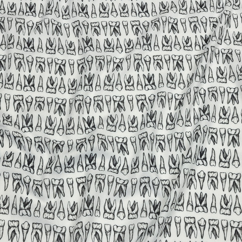 Rayon Batiste - White and Black Teeth - Berenice Print - Mood Exclusive Nevermore Collection