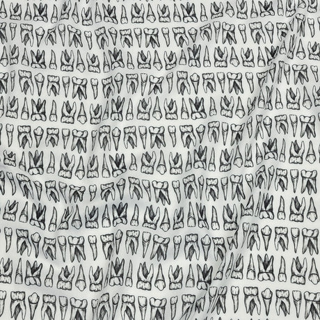 Rayon Batiste - White and Black Teeth - Berenice Print - Mood Exclusive Nevermore Collection