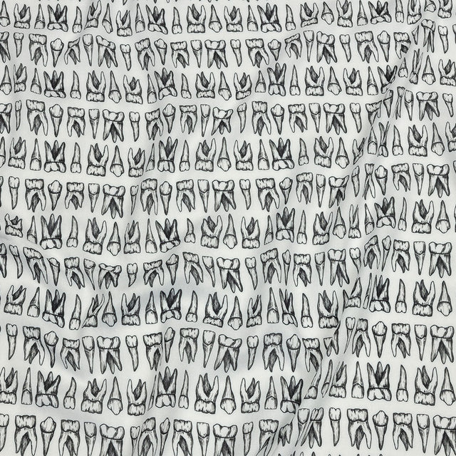Rayon Batiste - White and Black Teeth - Berenice Print - Mood Exclusive Nevermore Collection