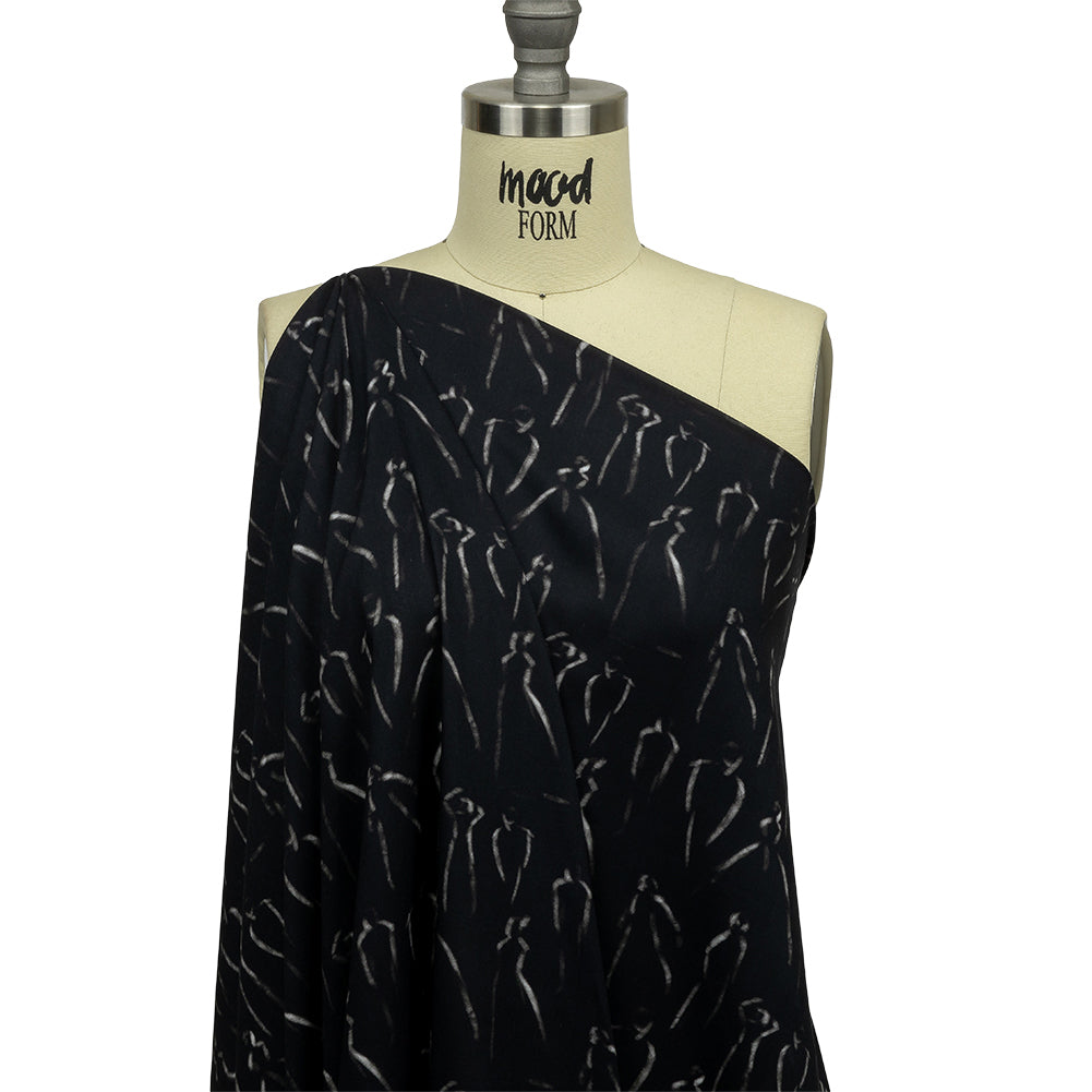 Rayon Batiste - Black Ghostly Figures - The Copper Queen Print - Mood Exclusive Abandoned Collection