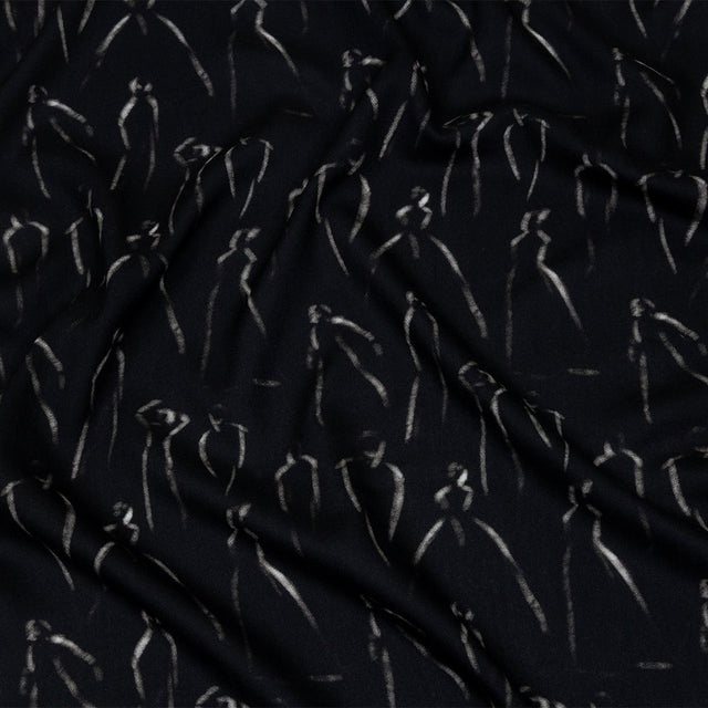 Rayon Batiste - Black Ghostly Figures - The Copper Queen Print - Mood Exclusive Abandoned Collection