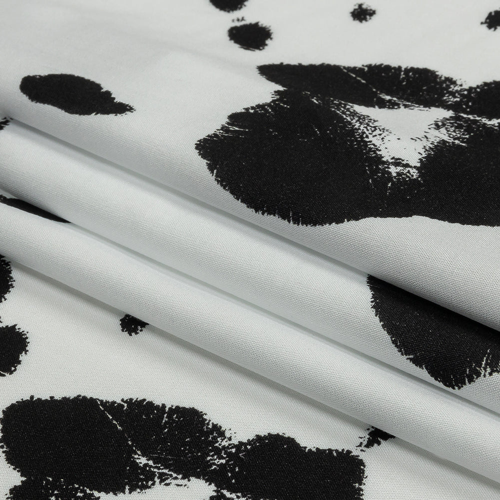 Rayon Batiste - Black and White Handprints - Bakersfield Print - Mood Exclusive Abandoned Collection