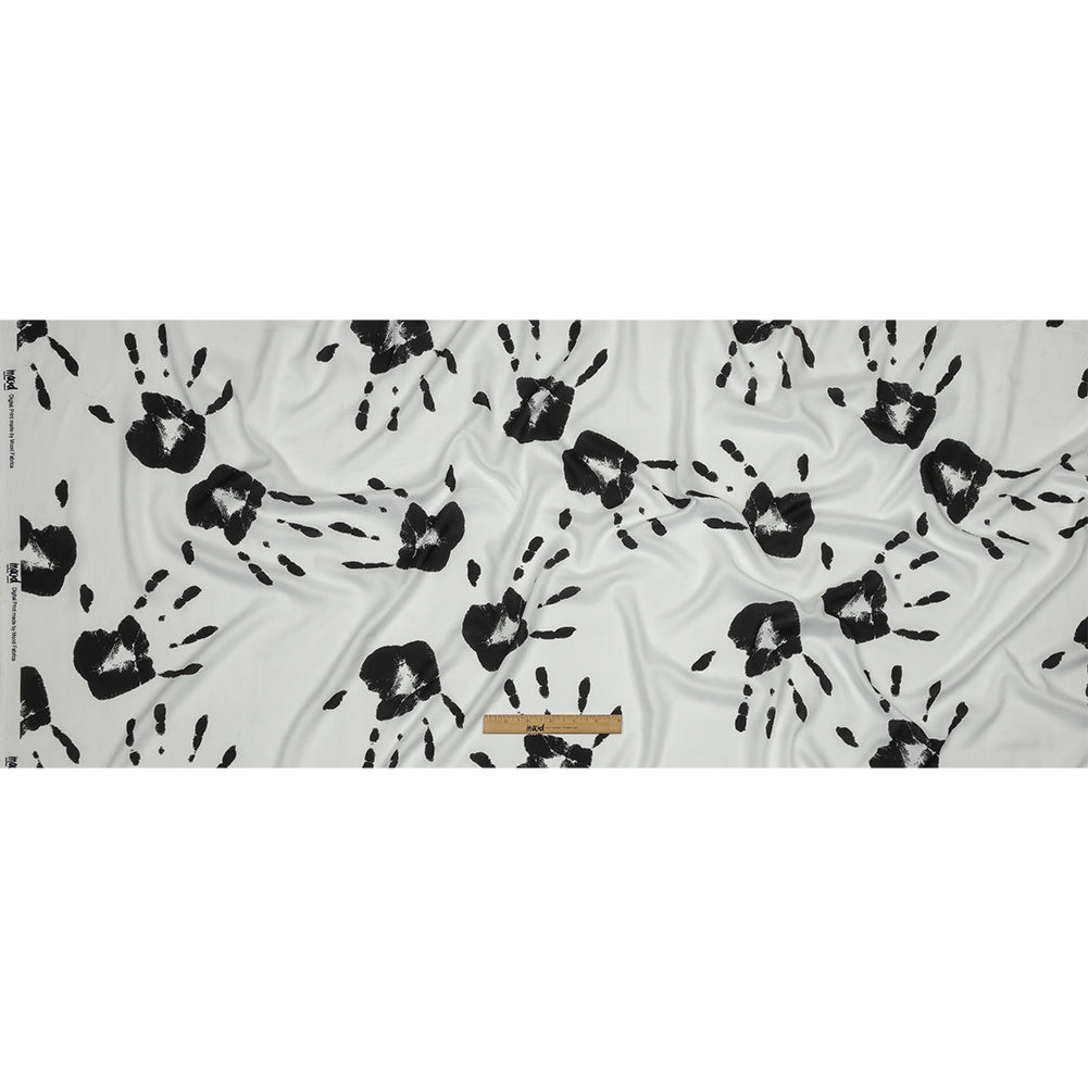 Rayon Batiste - Black and White Handprints - Bakersfield Print - Mood Exclusive Abandoned Collection