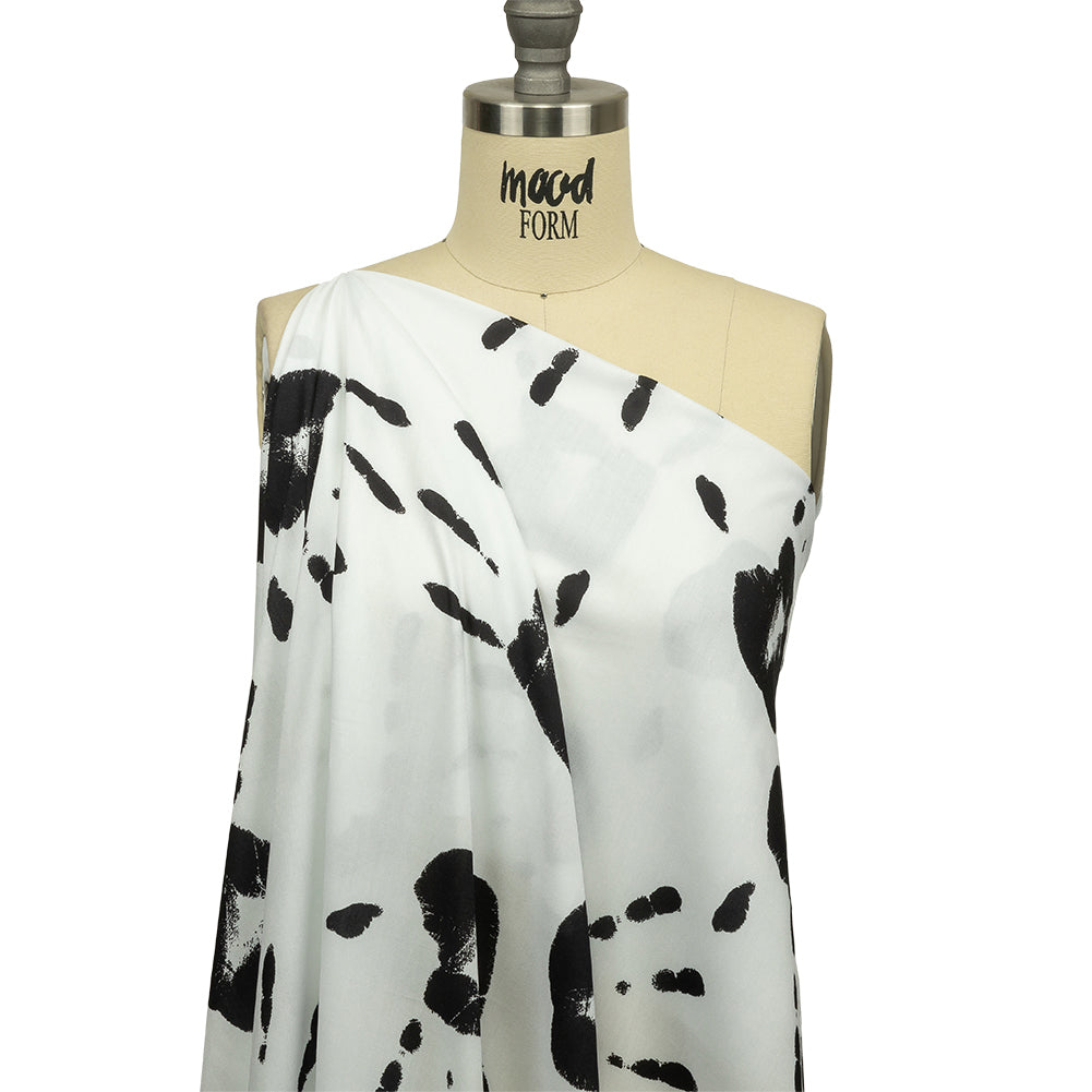 Rayon Batiste - Black and White Handprints - Bakersfield Print - Mood Exclusive Abandoned Collection