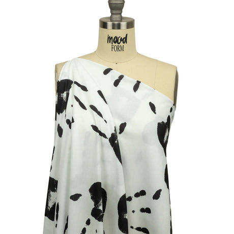 Rayon Batiste - Black and White Handprints - Bakersfield Print - Mood Exclusive Abandoned Collection