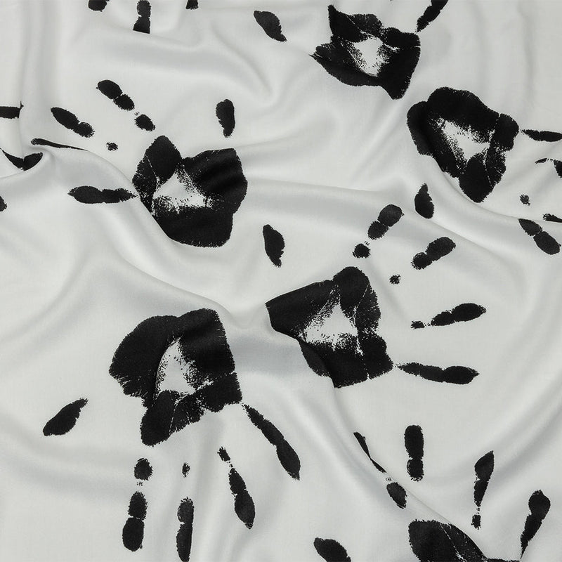 Rayon Batiste - Black and White Handprints - Bakersfield Print - Mood Exclusive Abandoned Collection