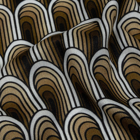 Rayon Batiste - Beige Archways - Silver Run Print - Mood Exclusive Abandoned Collection
