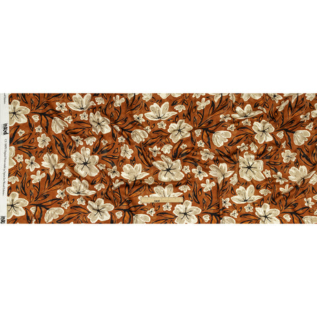Rayon Challis - Burnt Orange Painterly Floral - Orange Wildflower Walk Print - Mood Exclusive Rockland Collection