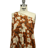 Rayon Challis - Burnt Orange Painterly Floral - Orange Wildflower Walk Print - Mood Exclusive Rockland Collection