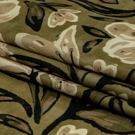 Rayon Challis - Light Green Painterly Floral - Green Wildflower Walk Print - Mood Exclusive Rockland Collection