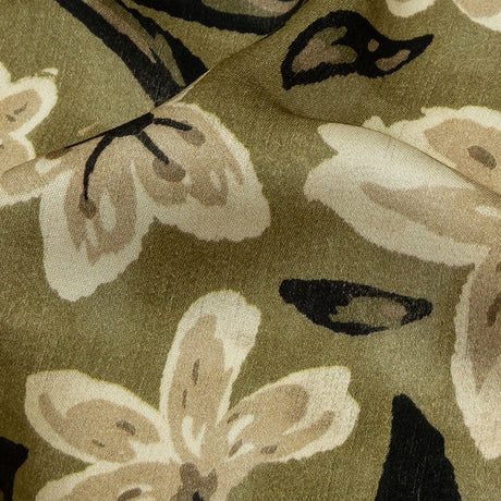 Rayon Challis - Light Green Painterly Floral - Green Wildflower Walk Print - Mood Exclusive Rockland Collection