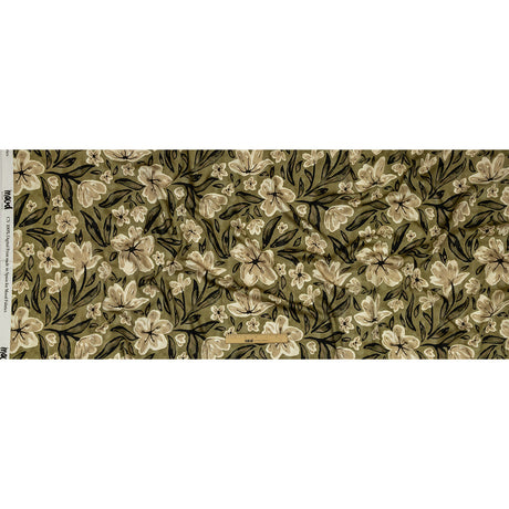 Rayon Challis - Light Green Painterly Floral - Green Wildflower Walk Print - Mood Exclusive Rockland Collection