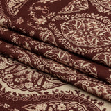 Rayon Challis - Beige and Burgundy Paisley - Impressions in Time Print - Mood Exclusive Rockland Collection