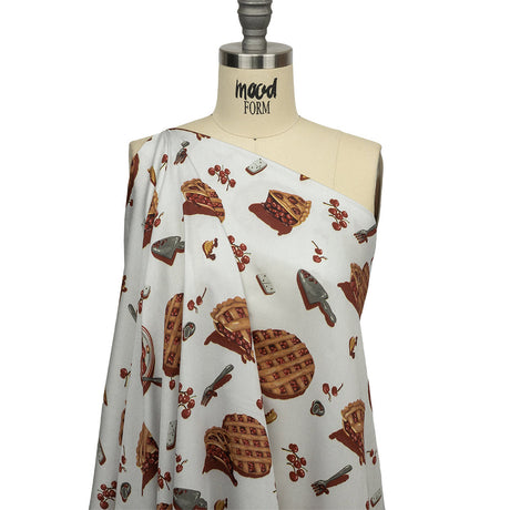 Rayon Challis - White Cherry Pies - Baked Fresh Print - Mood Exclusive Rockland Collection