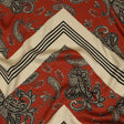 Rayon Challis - White and Orange Paisley and Chevron - Well Travelled Trails Print - Mood Exclusive Rockland Collection