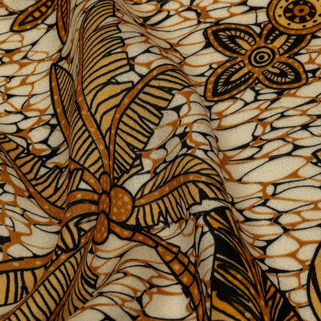 Rayon Challis - Orange and White Palm Trees - Sunny Summers Print - Mood Exclusive Rockland Collection