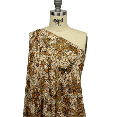 Rayon Challis - Orange and White Palm Trees - Sunny Summers Print - Mood Exclusive Rockland Collection