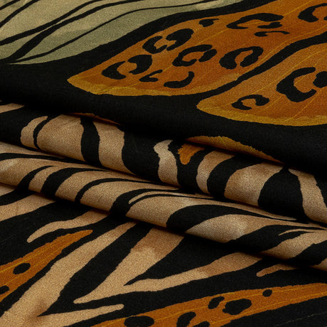 Rayon Challis - Beige and Black Wings and Tiger Stripes - Wild Wonders Print - Mood Exclusive Rockland Collection
