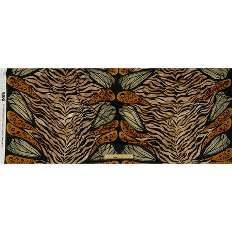 Rayon Challis - Beige and Black Wings and Tiger Stripes - Wild Wonders Print - Mood Exclusive Rockland Collection