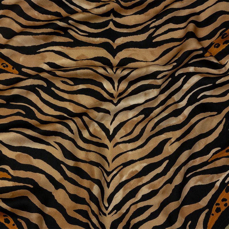 Rayon Challis - Beige and Black Wings and Tiger Stripes - Wild Wonders Print - Mood Exclusive Rockland Collection