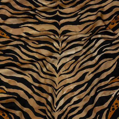 Rayon Challis - Beige and Black Wings and Tiger Stripes - Wild Wonders Print - Mood Exclusive Rockland Collection