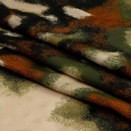 Rayon Challis - Black and Beige Abstract - From the Earth Print - Mood Exclusive Rockland Collection