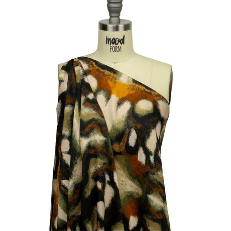 Rayon Challis - Black and Beige Abstract - From the Earth Print - Mood Exclusive Rockland Collection
