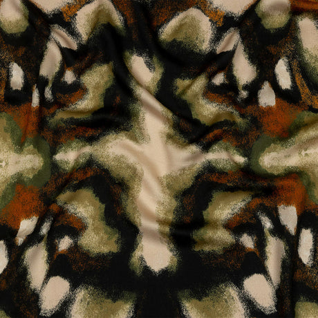Rayon Challis - Black and Beige Abstract - From the Earth Print - Mood Exclusive Rockland Collection