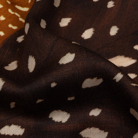Rayon Challis - Brown and Orange Decorated Diagonal Stripes - Wind in Your Wings Print - Mood Exclusive Rockland Collection