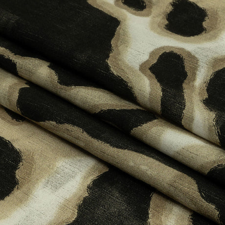 Rayon Challis - Black and Beige Abstract Spots - Fragments of Memory Print - Mood Exclusive Rockland Collection