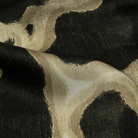 Rayon Challis - Black and Beige Abstract Spots - Fragments of Memory Print - Mood Exclusive Rockland Collection