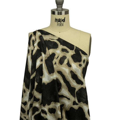 Rayon Challis - Black and Beige Abstract Spots - Fragments of Memory Print - Mood Exclusive Rockland Collection