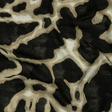 Rayon Challis - Black and Beige Abstract Spots - Fragments of Memory Print - Mood Exclusive Rockland Collection