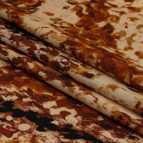Rayon Challis - Beige and Orange Abstract - Summit Sketches Print - Mood Exclusive Rockland Collection