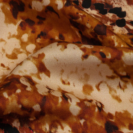Rayon Challis - Beige and Orange Abstract - Summit Sketches Print - Mood Exclusive Rockland Collection