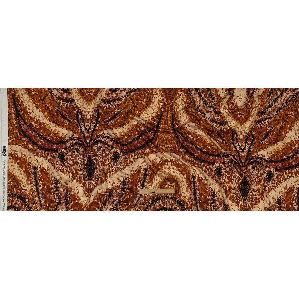 Rayon Challis - Beige and Orange Abstract - Summit Sketches Print - Mood Exclusive Rockland Collection